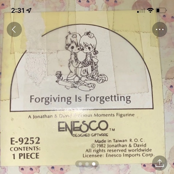 Precious Moments Figurine , “Forgiving is Forgetting “ . - Picture 3 of 3
